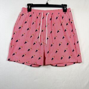 Mosmann Australia Toucan Print Swim Trunks Mens Medium Pink Lined Shorts